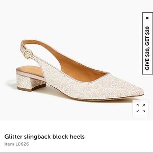 JCrew glitter sling back block heels